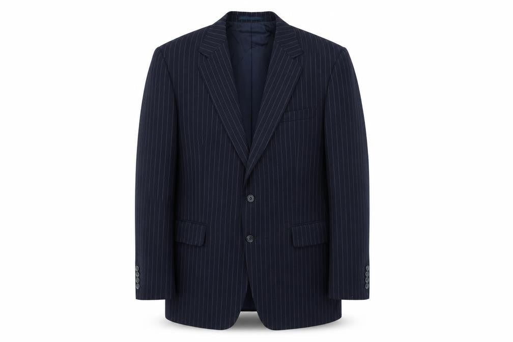 Marks and Spencer Mens Blue Striped Wool Jacket Suit Jacket Size 42 Regular