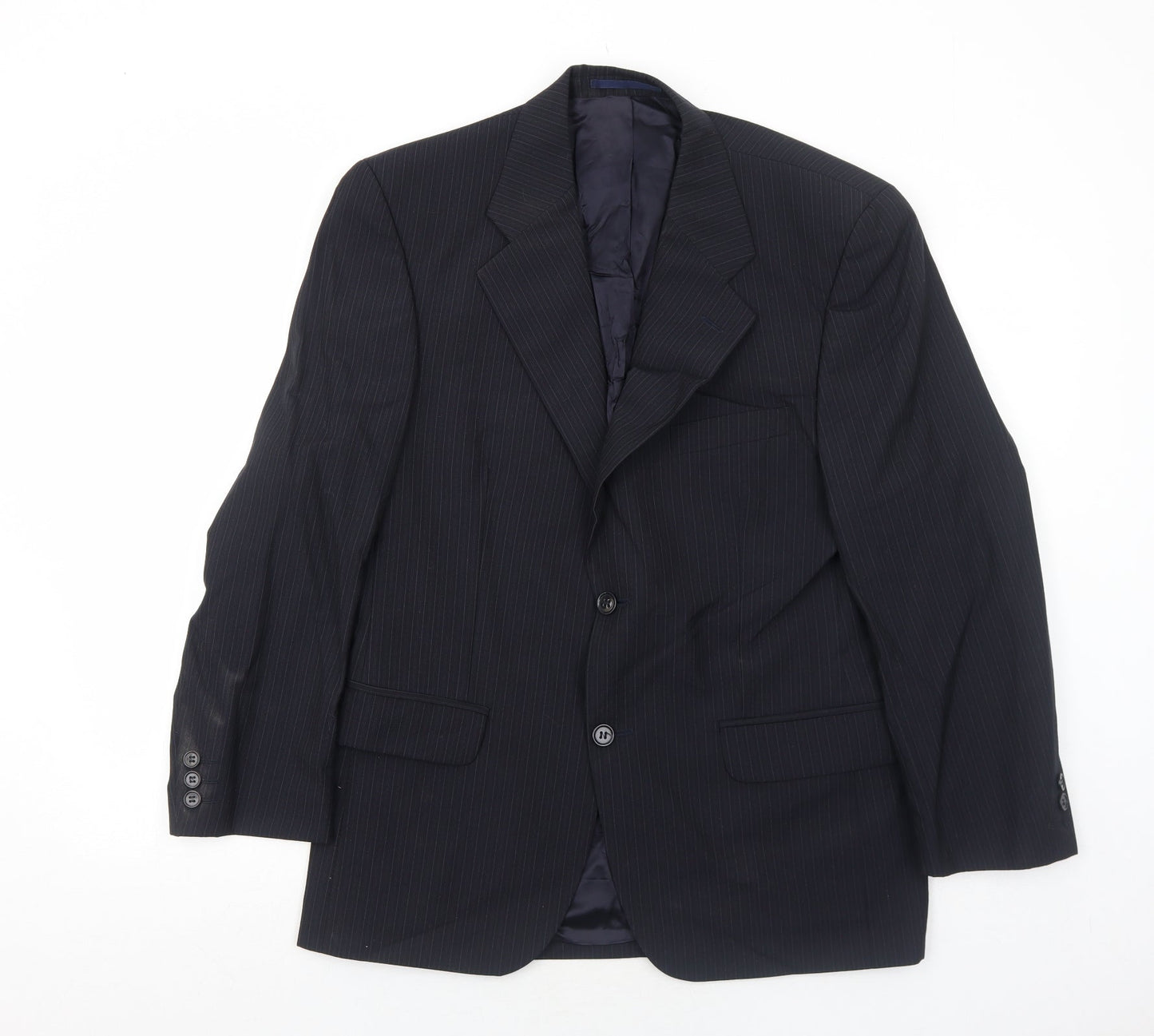 Suithouse Mens Black Striped Wool Jacket Suit Jacket Size 38 Regular
