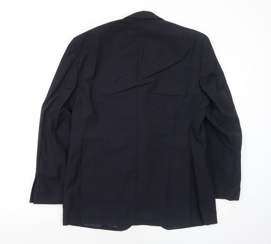 Suithouse Mens Black Striped Wool Jacket Suit Jacket Size 38 Regular