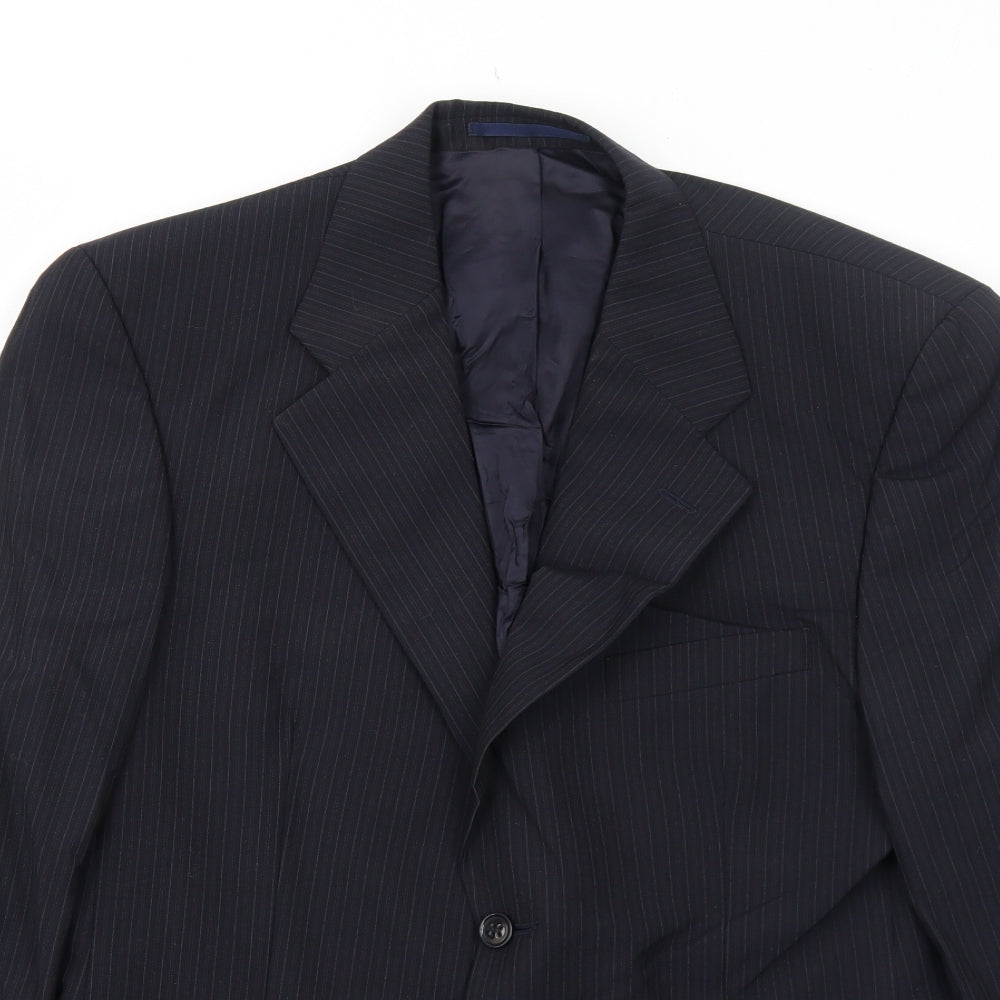 Suithouse Mens Black Striped Wool Jacket Suit Jacket Size 38 Regular