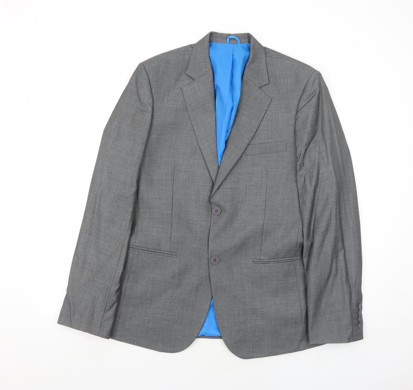A Dong Silk Mens Grey Polyester Jacket Suit Jacket Size 38 Regular