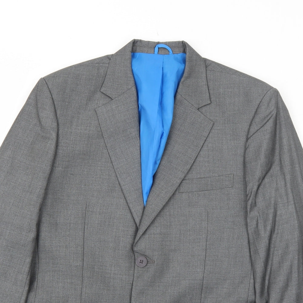 A Dong Silk Mens Grey Polyester Jacket Suit Jacket Size 38 Regular