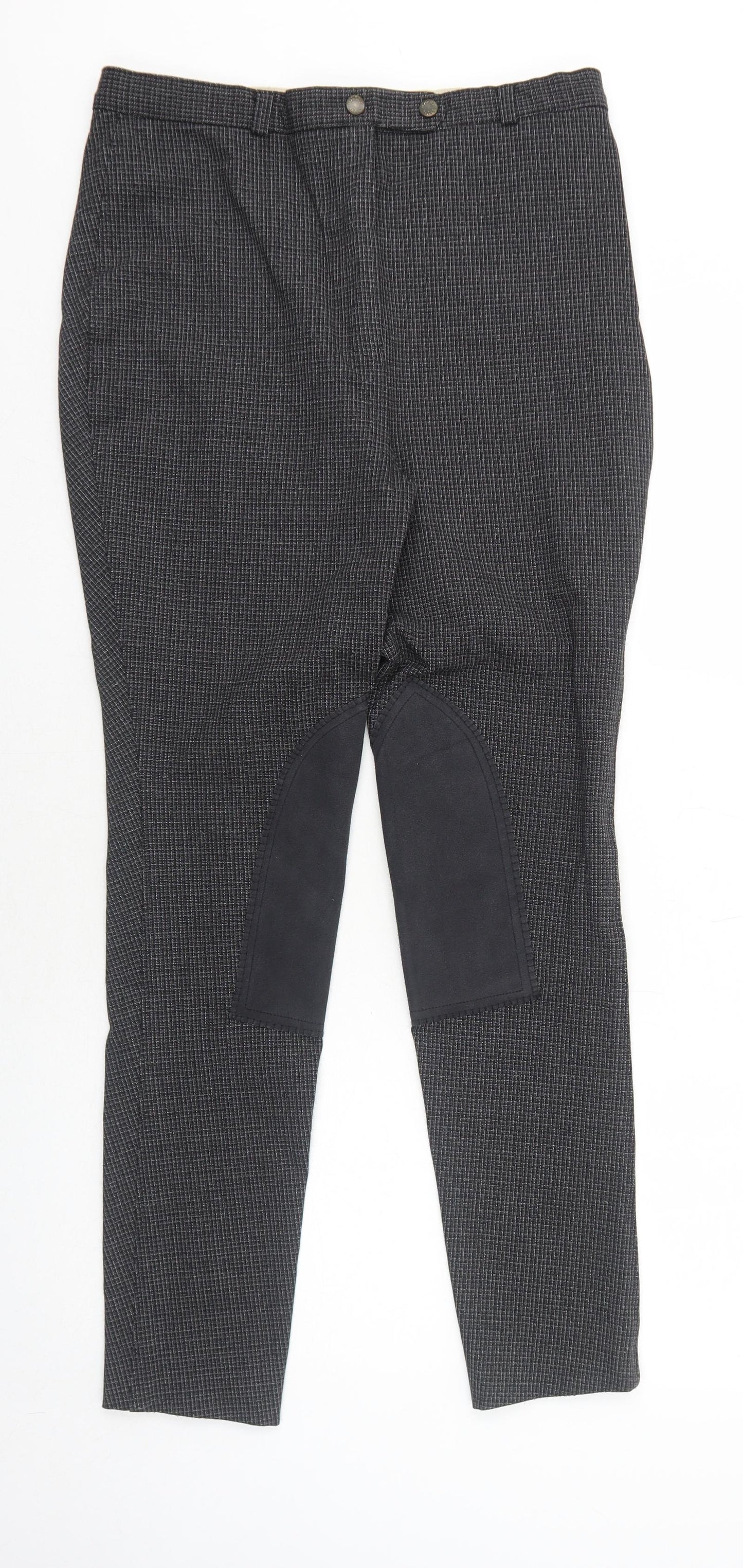 Harry Hall Womens Black Check Polyester Trousers Size 32 in Regular Zip - Jodhpurs