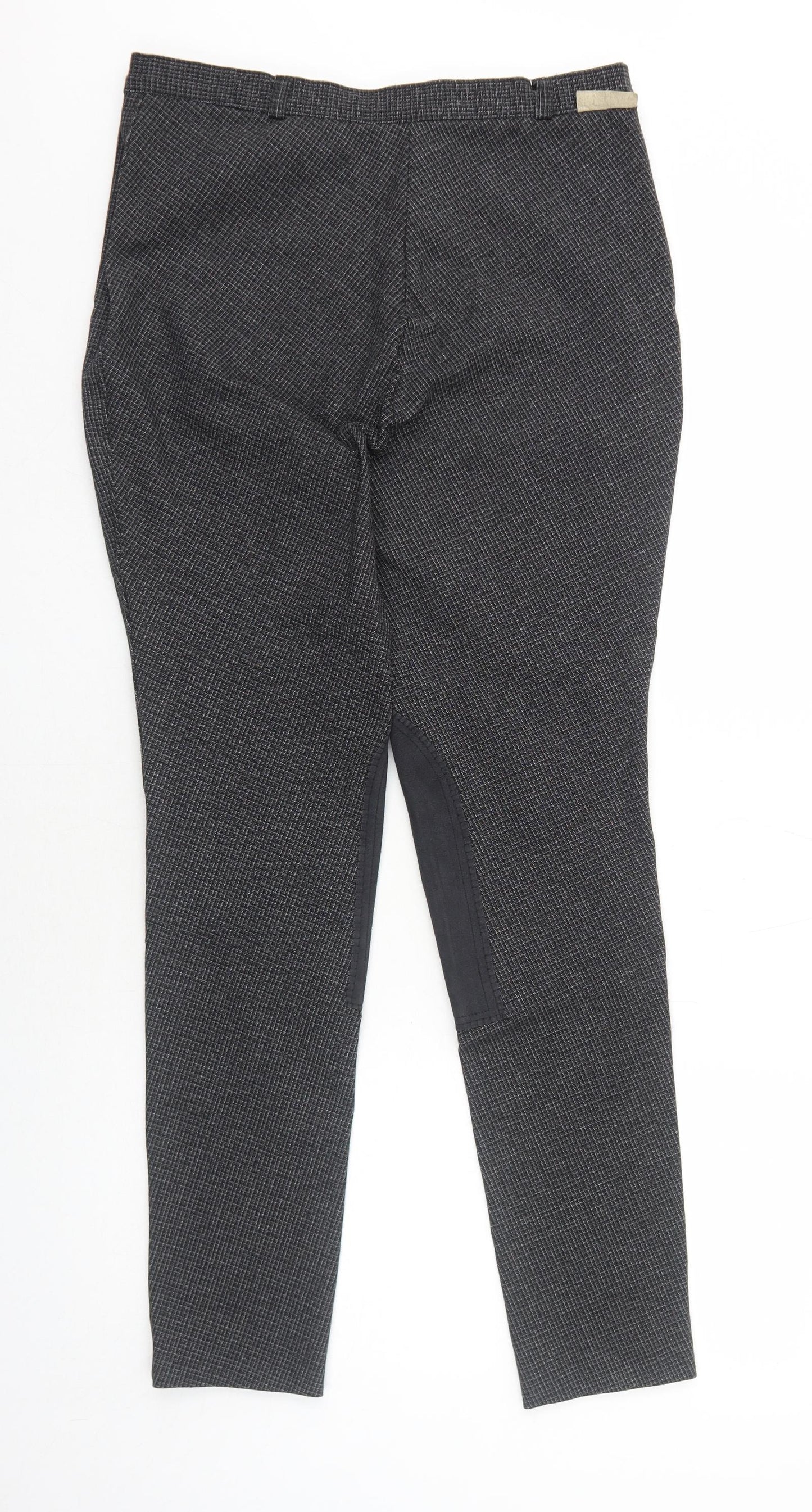 Harry Hall Womens Black Check Polyester Trousers Size 32 in Regular Zip - Jodhpurs