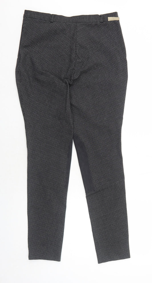 Harry Hall Womens Black Check Polyester Trousers Size 32 in Regular Zip - Jodhpurs