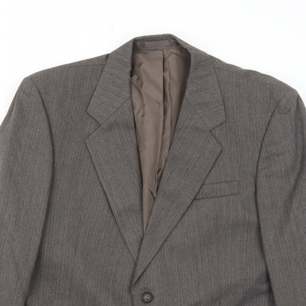 Marks and Spencer Mens Grey Striped Polyester Jacket Suit Jacket Size 40 Regular