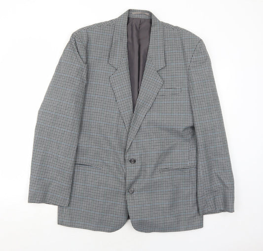 I.D. Mens Grey Geometric Polyester Jacket Blazer Size 40 Regular