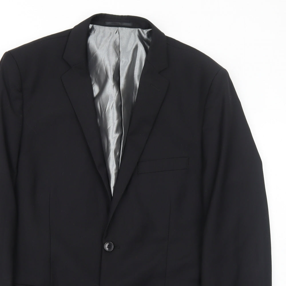 Goodsouls Mens Black Polyester Jacket Suit Jacket Size 40 Regular