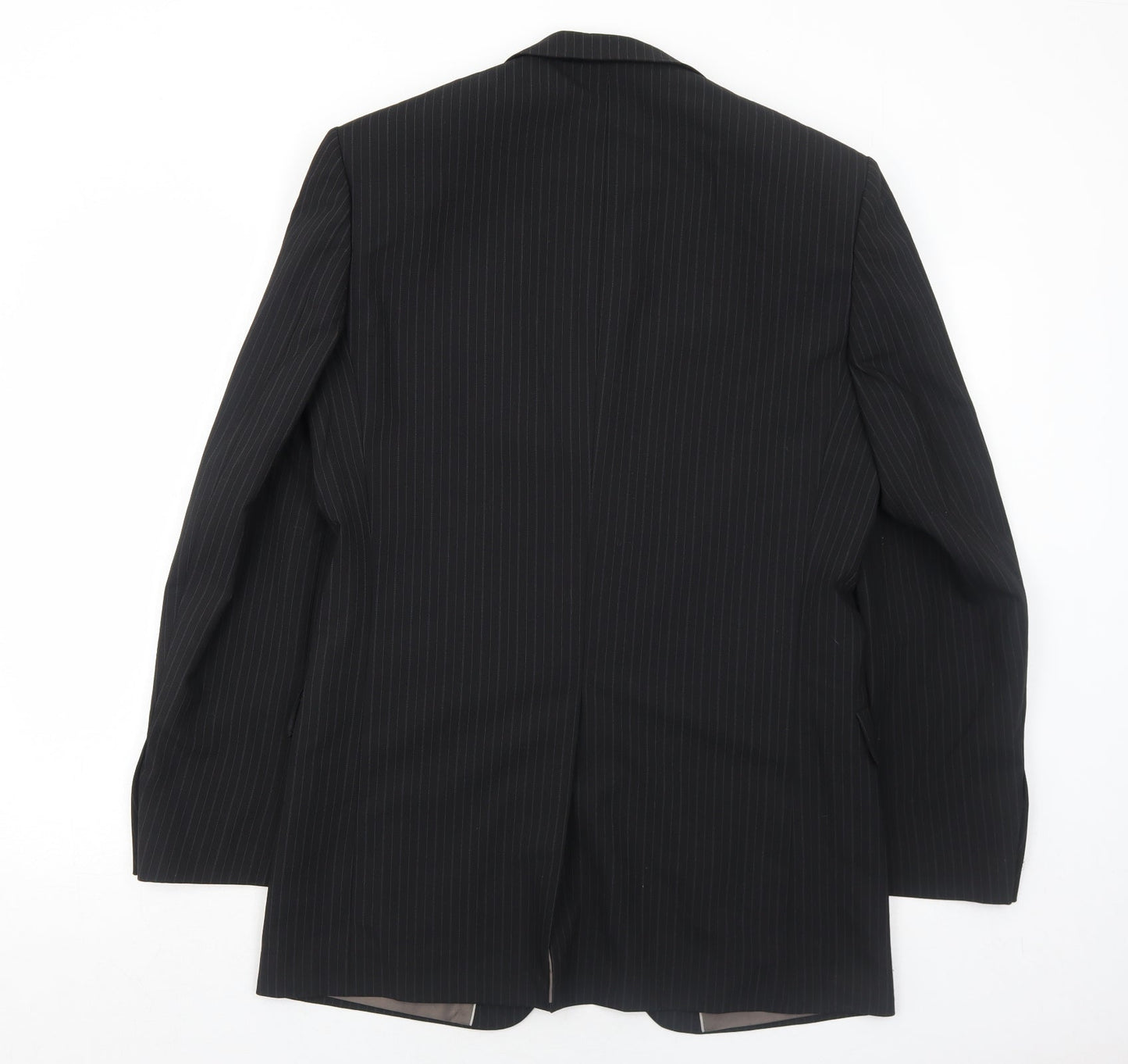 Marks and Spencer Mens Black Striped Polyester Jacket Suit Jacket Size 38 Regular