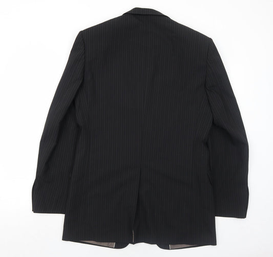 Marks and Spencer Mens Black Striped Polyester Jacket Suit Jacket Size 38 Regular