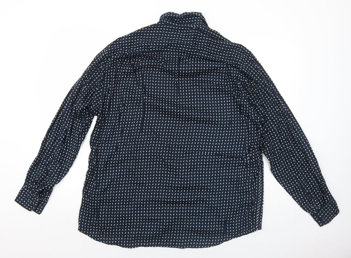 NEXT Mens Blue Geometric Viscose Button-Up Size M Collared Button
