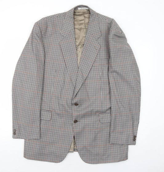 Berkertex Mens Grey Geometric Wool Jacket Suit Jacket Size 42 Regular