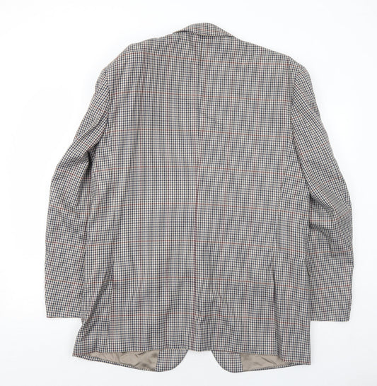 Berkertex Mens Grey Geometric Wool Jacket Suit Jacket Size 42 Regular