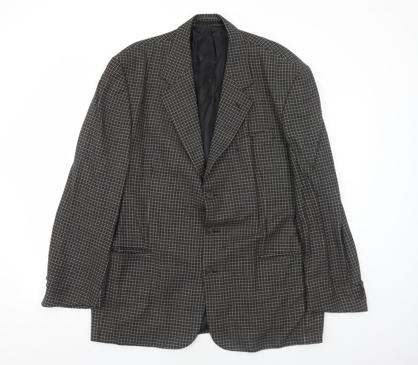 NEXT Mens Black Geometric Wool Jacket Suit Jacket Size 44 Regular