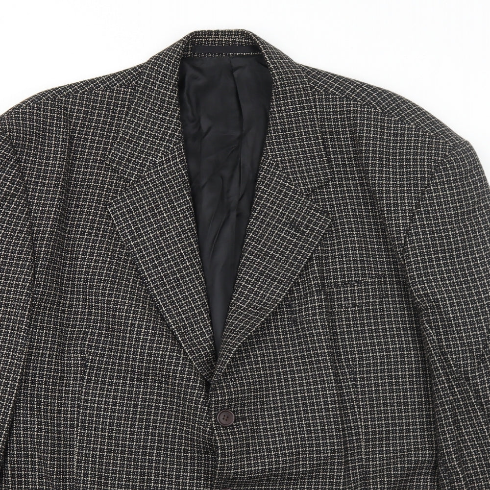 NEXT Mens Black Geometric Wool Jacket Suit Jacket Size 44 Regular