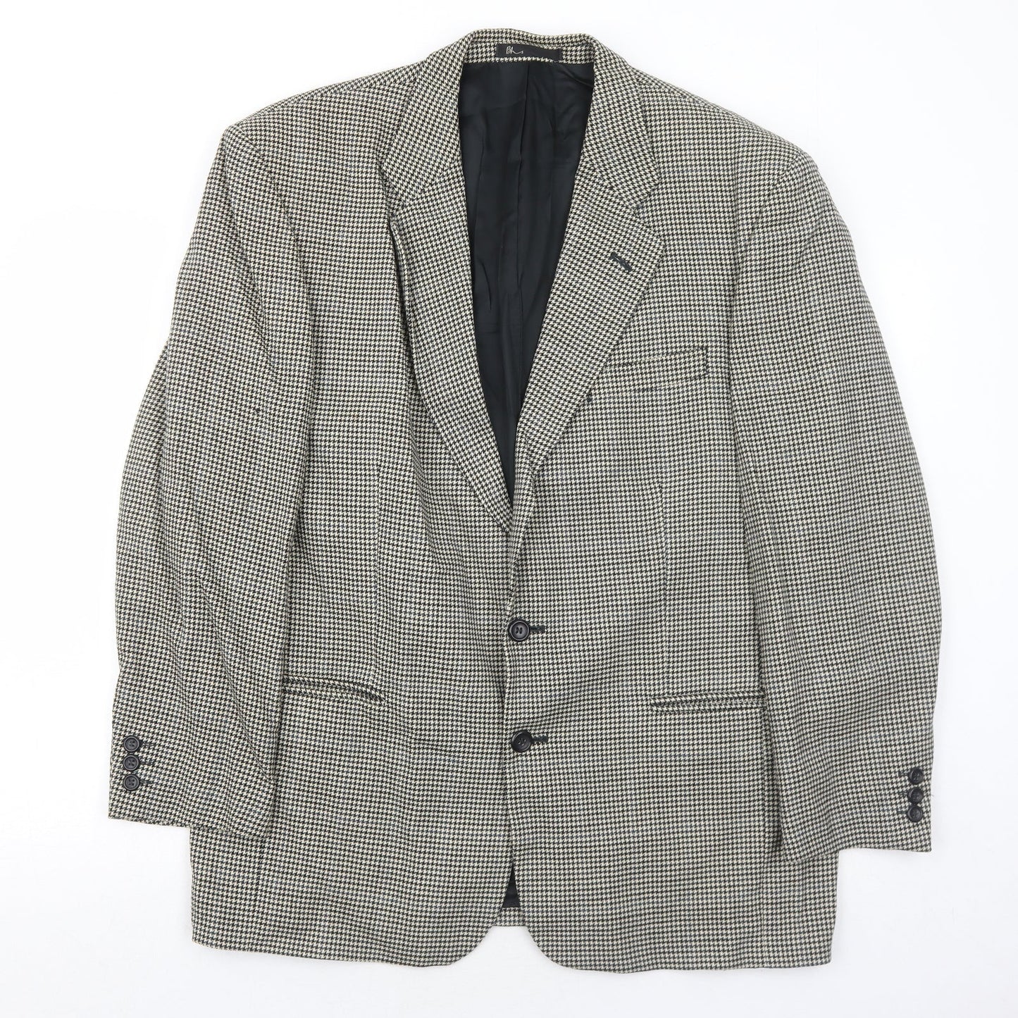 BHS Mens Ivory Geometric Wool Jacket Suit Jacket Size 42 Regular