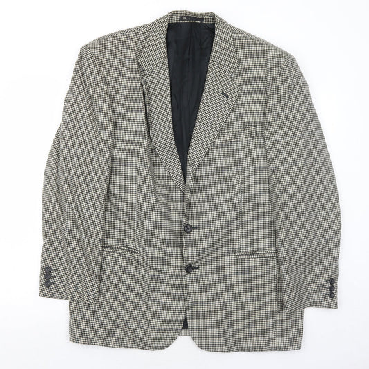 BHS Mens Ivory Geometric Wool Jacket Suit Jacket Size 42 Regular