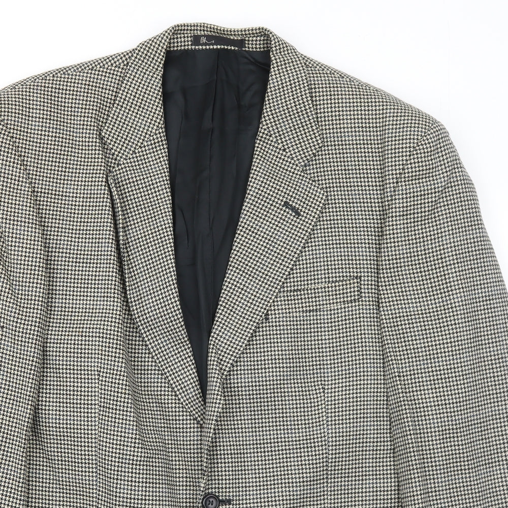 BHS Mens Ivory Geometric Wool Jacket Suit Jacket Size 42 Regular
