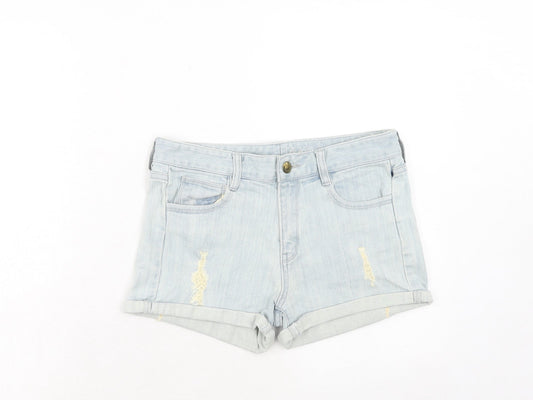 FC Jeans Womens Blue Cotton Hot Pants Shorts Size 30 in Regular Zip
