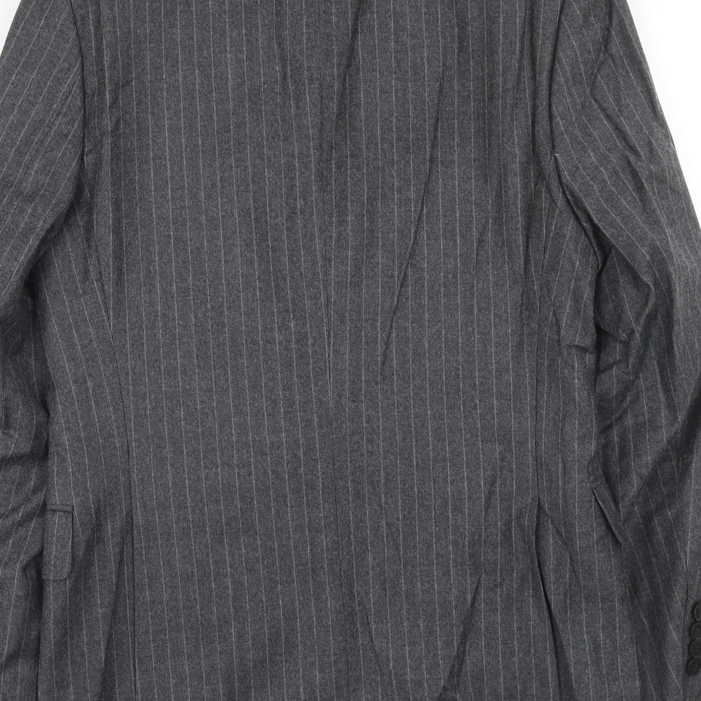 Marks and Spencer Mens Grey Striped Wool Jacket Suit Jacket Size 36 Regular