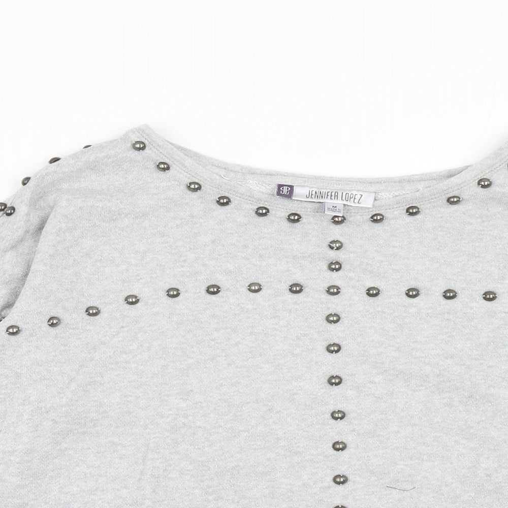Jennifer Lopez Womens Grey Cotton Pullover Sweatshirt Size M Pullover