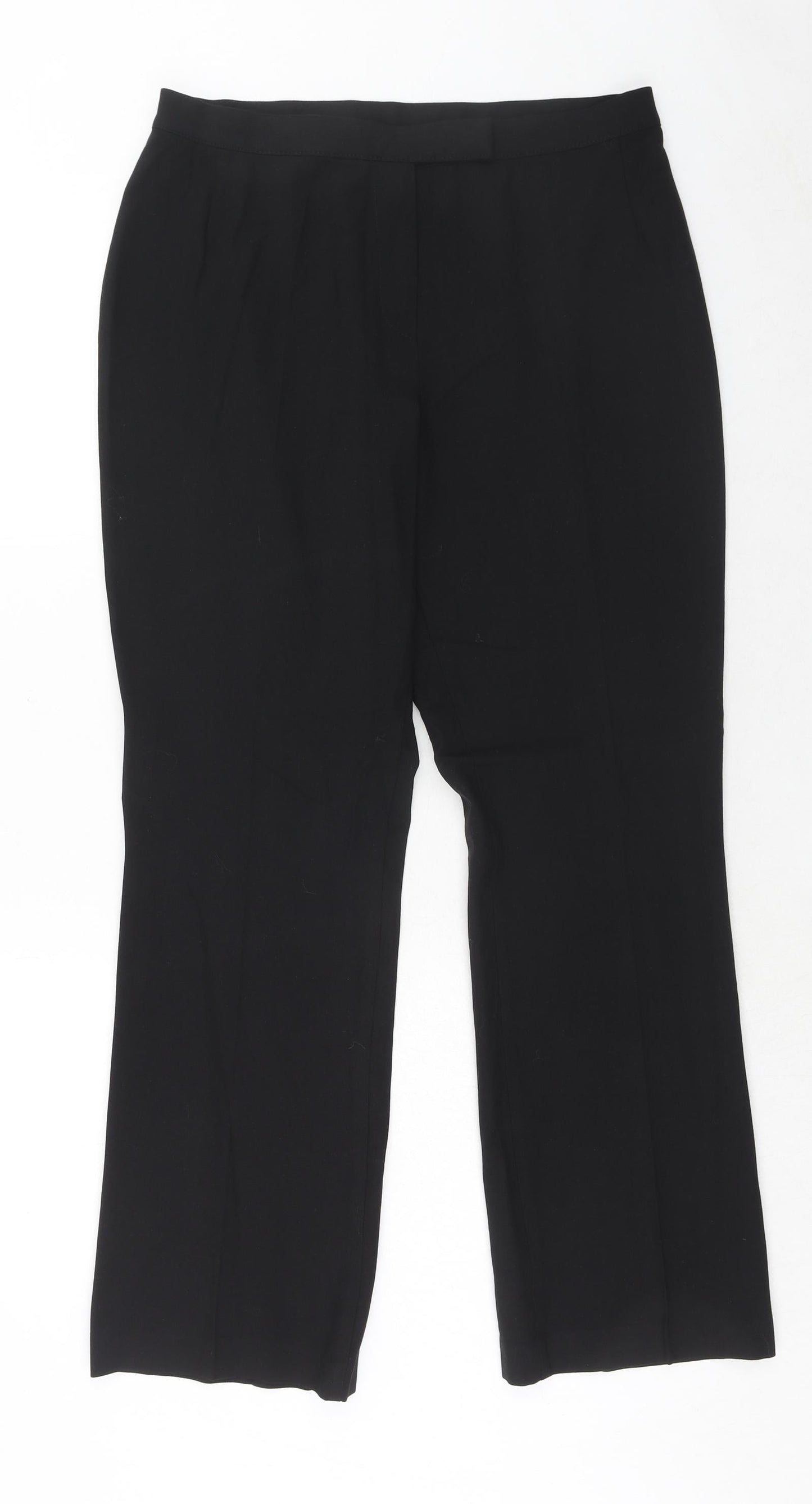 Marks and Spencer Womens Black Polyester Trousers Size 14 Regular Hook & Eye