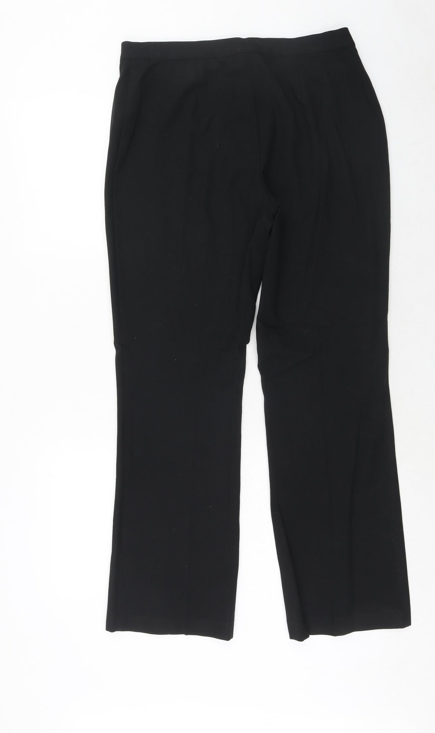 Marks and Spencer Womens Black Polyester Trousers Size 14 Regular Hook & Eye