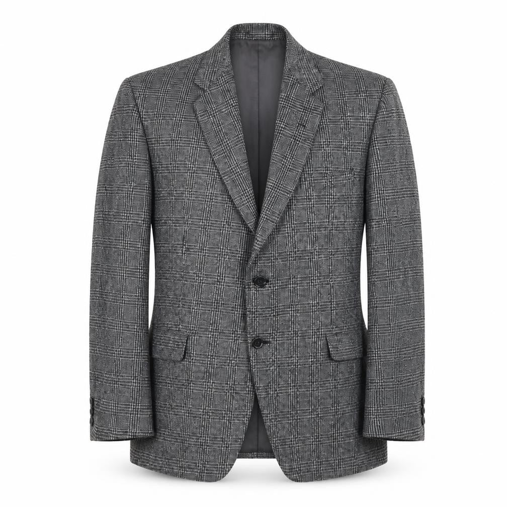 Javed Mens Grey Plaid Polyester Jacket Blazer Size 38 Regular