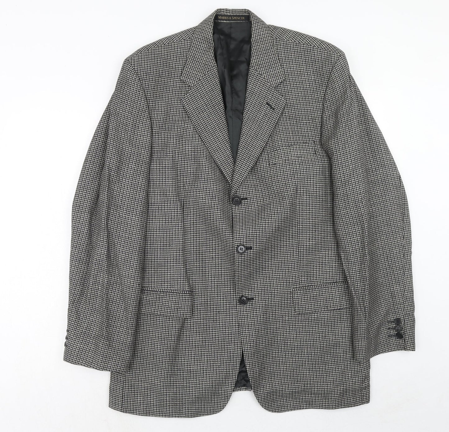 Marks and Spencer Mens Grey Geometric Wool Jacket Suit Jacket Size 40 Regular
