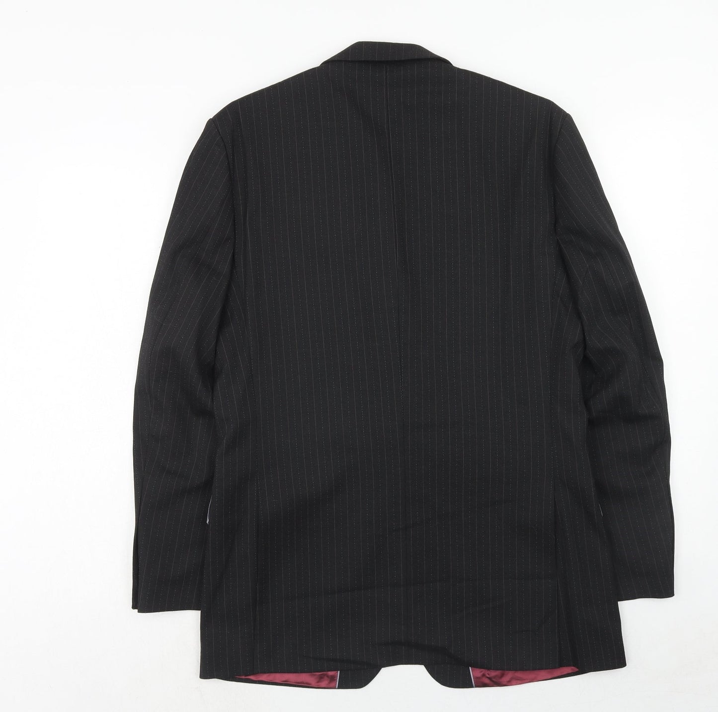 Burton Mens Black Striped Polyester Jacket Suit Jacket Size 38 Regular