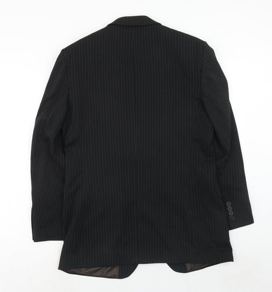 Taylor & Reece Mens Black Striped Polyester Jacket Suit Jacket Size 38 Regular