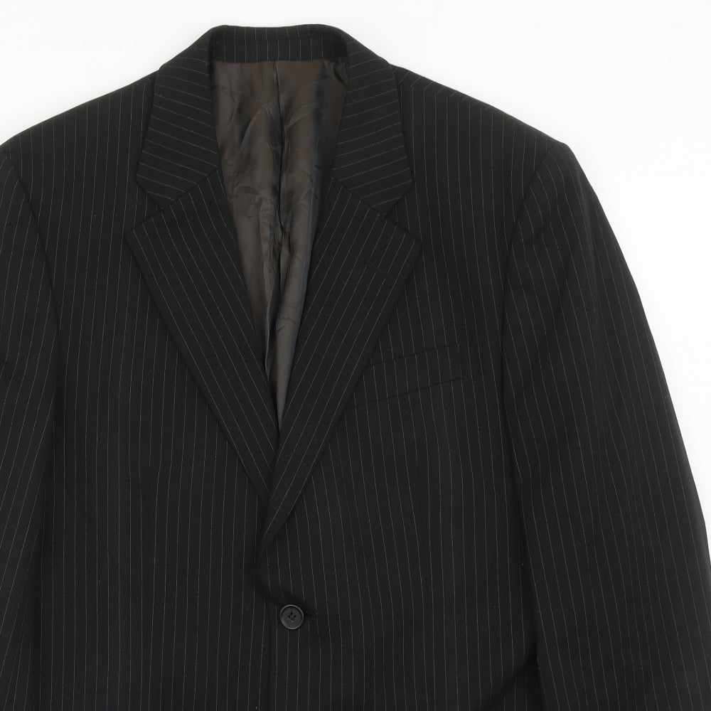 Taylor & Reece Mens Black Striped Polyester Jacket Suit Jacket Size 38 Regular