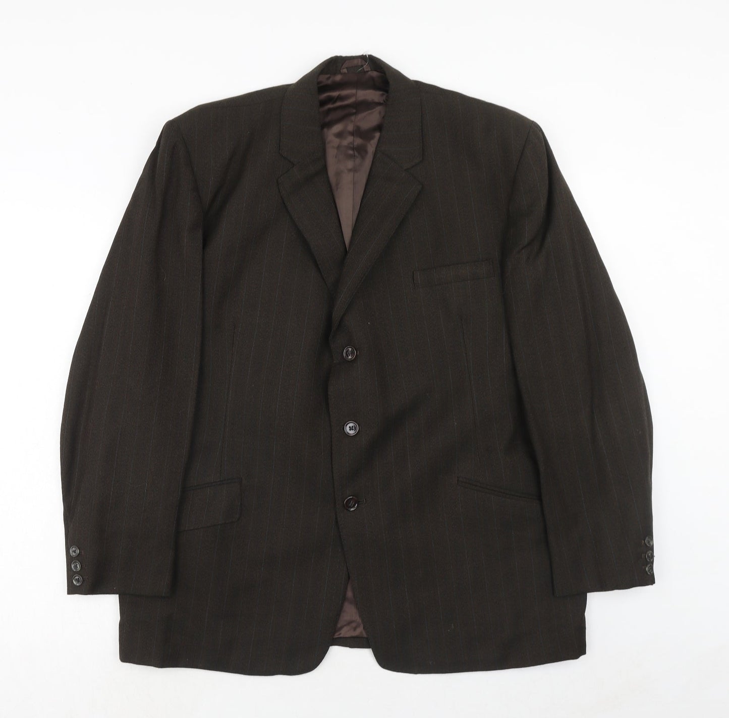 Stylanese Mens Brown Striped Wool Jacket Suit Jacket Size 42 Regular