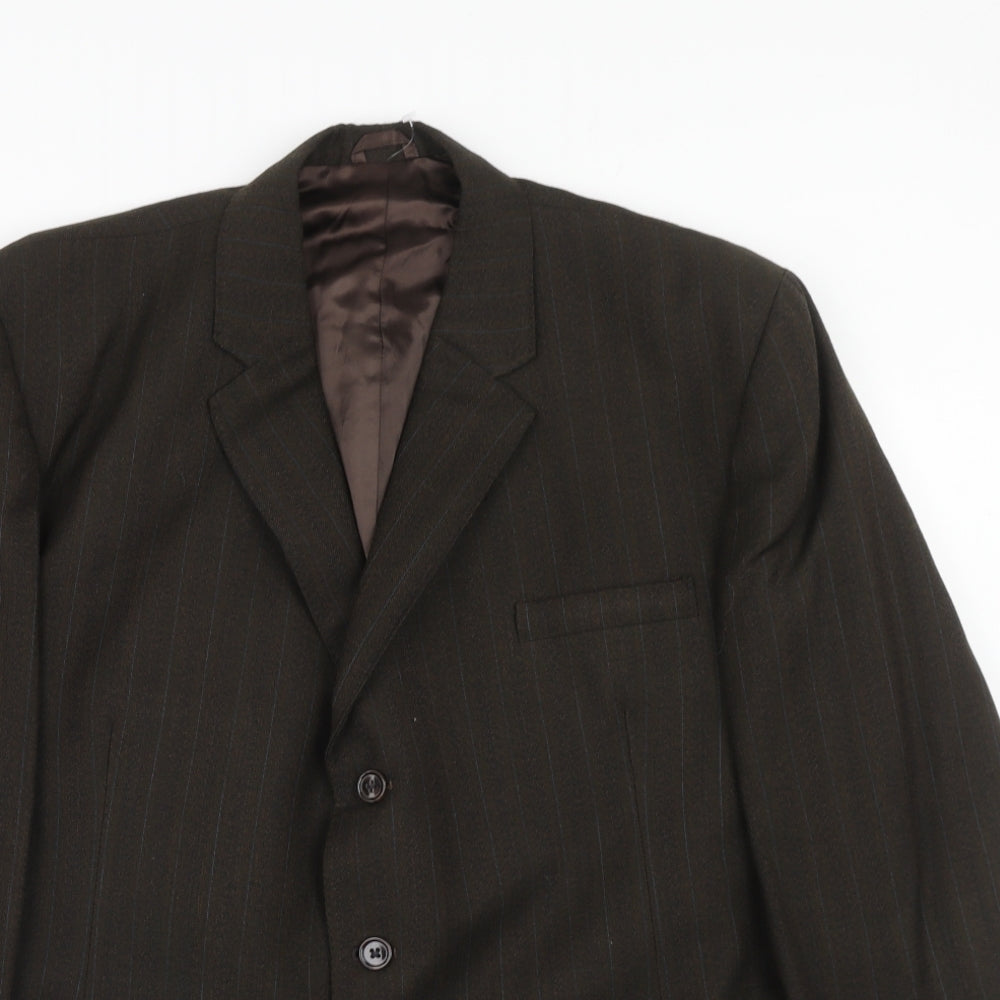 Stylanese Mens Brown Striped Wool Jacket Suit Jacket Size 42 Regular