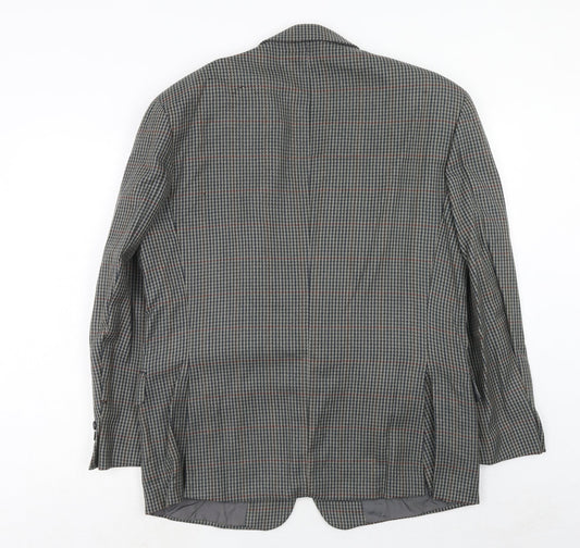 Burton Mens Grey Geometric Wool Jacket Suit Jacket Size 42 Regular