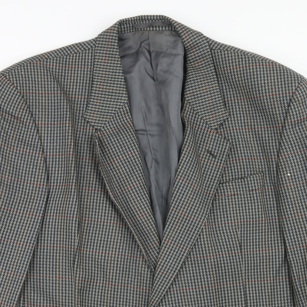 Burton Mens Grey Geometric Wool Jacket Suit Jacket Size 42 Regular