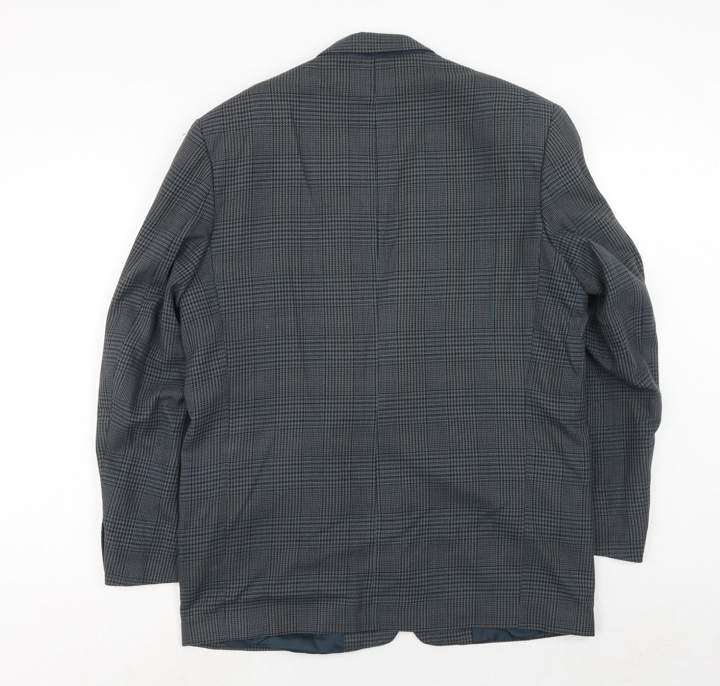 Berkertex Mens Blue Plaid Polyester Jacket Suit Jacket Size 42 Regular
