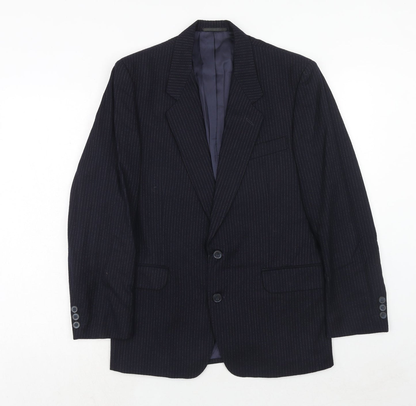 BHS Mens Blue Striped Wool Jacket Suit Jacket Size 36 Regular
