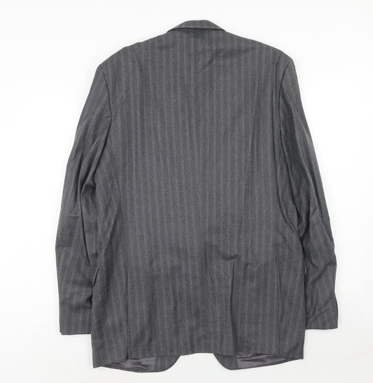 The Level Mens Grey Striped Wool Jacket Suit Jacket Size 42 Regular