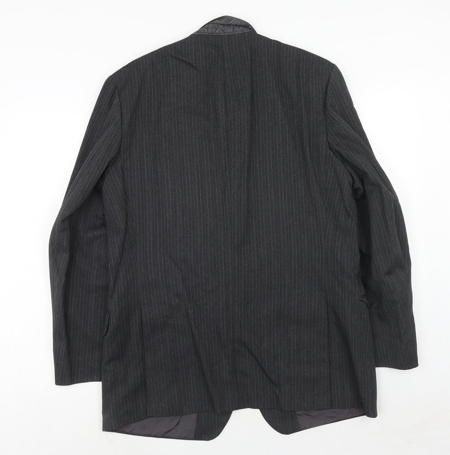 St.Michael Mens Grey Striped Wool Jacket Suit Jacket Size 42 Regular