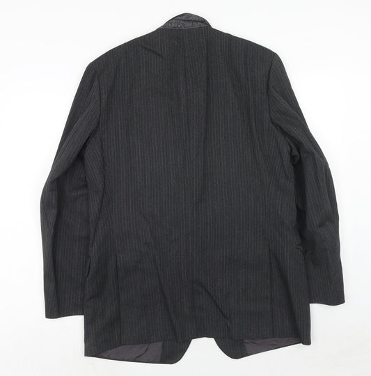 St.Michael Mens Grey Striped Wool Jacket Suit Jacket Size 42 Regular