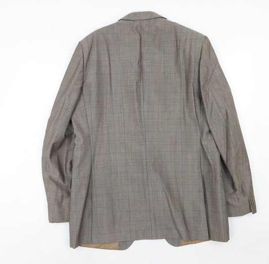 maenson Mens Brown Plaid Wool Jacket Blazer Size 40 Regular