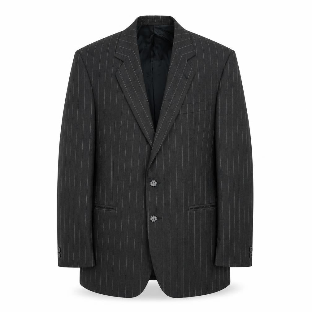Periscope Mens Grey Striped Polyester Jacket Suit Jacket Size 40 Regular