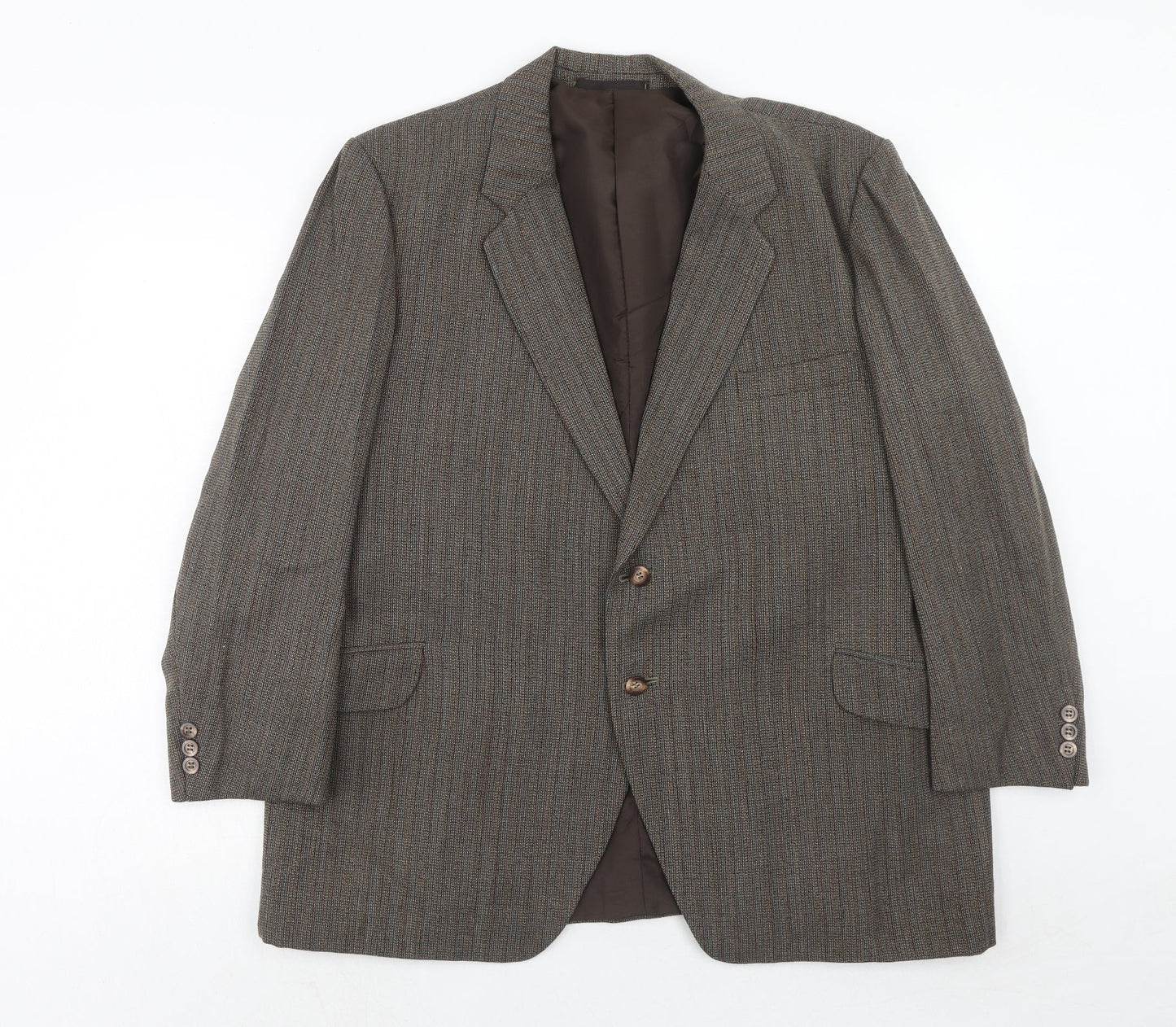 Vanderbilt Mens Brown Striped Polyester Jacket Blazer Size 42 Regular