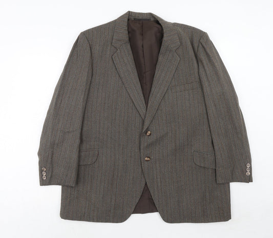 Vanderbilt Mens Brown Striped Polyester Jacket Blazer Size 42 Regular