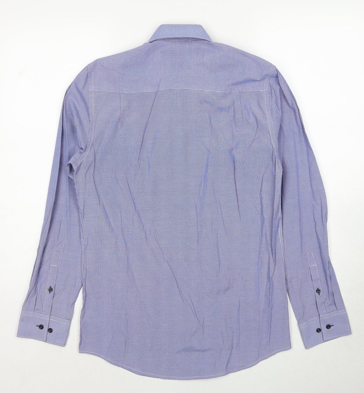 NEXT Mens Blue Check Polyester Dress Shirt Size 14.5 Collared Button