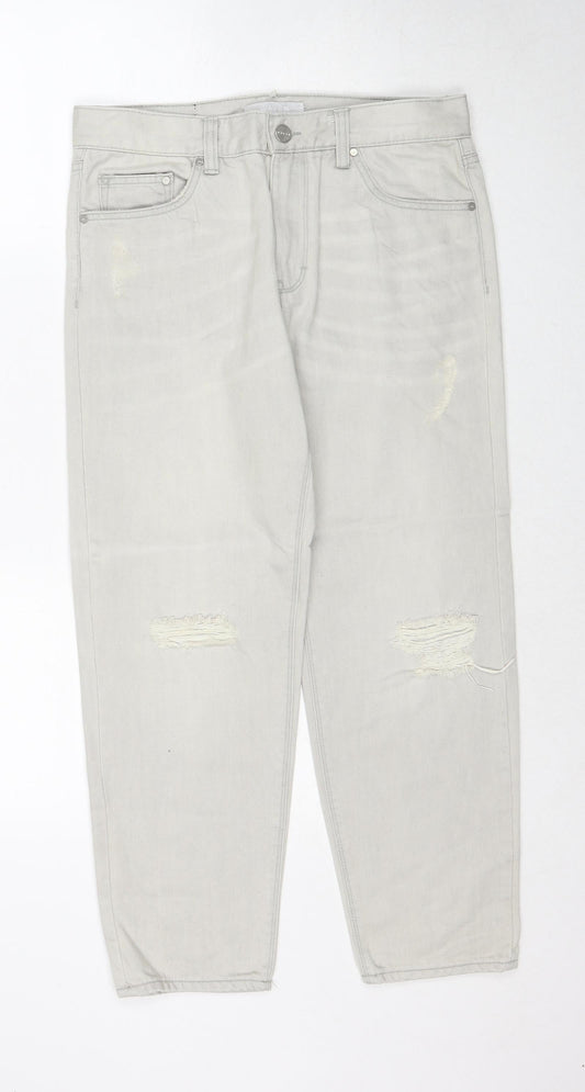 Waven Womens Grey Cotton Mom Jeans Size 8 Regular Zip