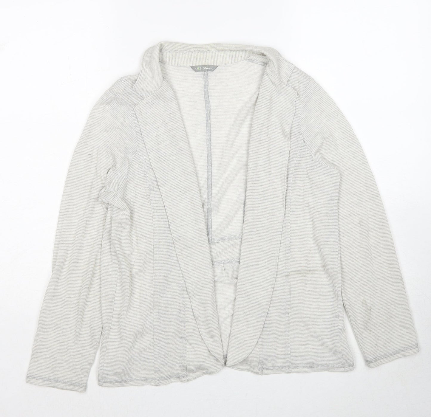 Marks and Spencer Womens Grey V-Neck Viscose Cardigan Jumper Size 16