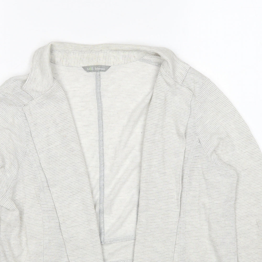 Marks and Spencer Womens Grey V-Neck Viscose Cardigan Jumper Size 16