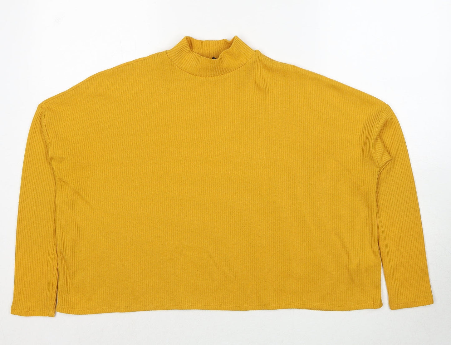 Divided by H&M Womens Yellow Mock Neck Polyester Pullover Jumper Size S